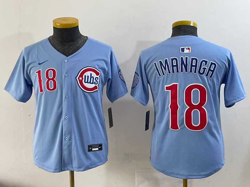 Youth 2025 MLB Chicago Cubs #18 Imanaga  blue jersey style 2->youth mlb jersey->Youth Jersey